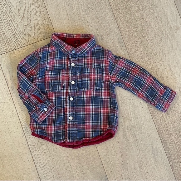 Gymboree Plaid Reversible Flannel 6-12 Months - Picture 4 of 6